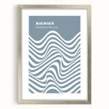 Bohemian Wall Art | Bauhaus 1919 Blue and White Wave Boho Chic Print