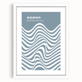 Bohemian Wall Art | Bauhaus 1919 Blue and White Wave Boho Chic Print