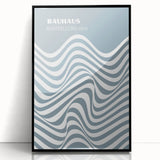 Bohemian Wall Art | Bauhaus 1919 Blue and White Wave Boho Chic Print