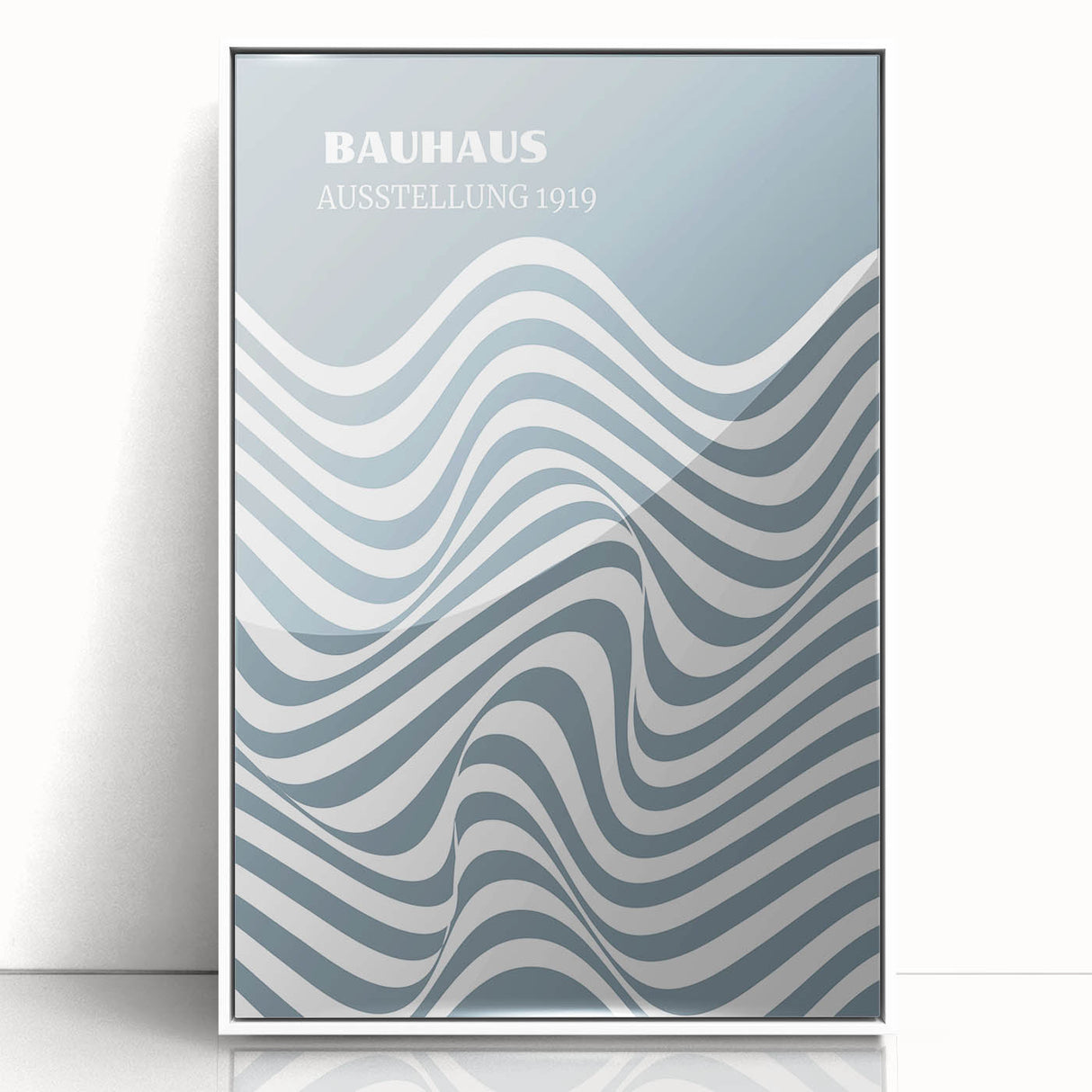 Bohemian Wall Art | Bauhaus 1919 Blue and White Wave Boho Chic Print