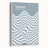 Bohemian Wall Art | Bauhaus 1919 Blue and White Wave Boho Chic Print