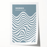 Bohemian Wall Art | Bauhaus 1919 Blue and White Wave Boho Chic Print
