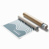 Bohemian Wall Art | Bauhaus 1919 Blue and White Wave Boho Chic Print