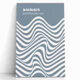 Bohemian Wall Art | Bauhaus 1919 Blue and White Wave Boho Chic Print