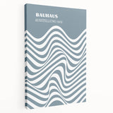 Bohemian Wall Art | Bauhaus 1919 Blue and White Wave Boho Chic Print