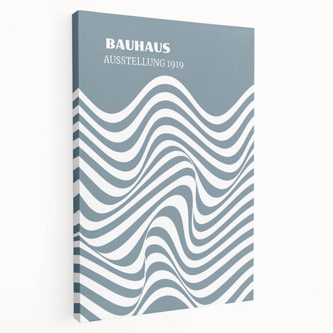 Bohemian Wall Art | Bauhaus 1919 Blue and White Wave Boho Chic Print