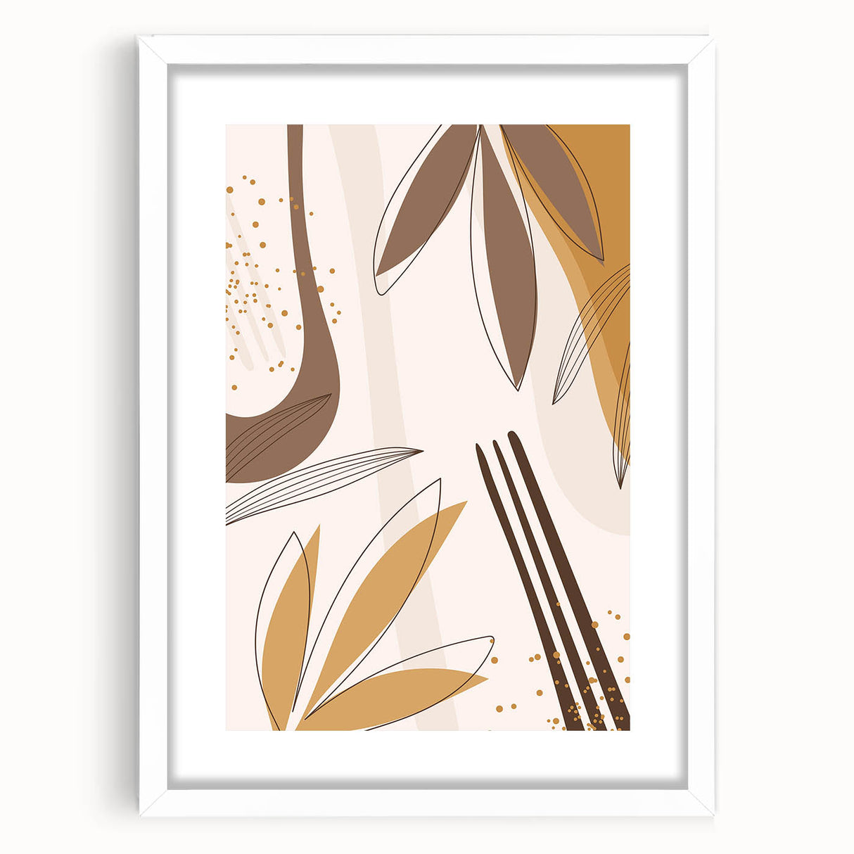 Minimalist Boho Leaf Wall Art | Earthy Bohemian Decor Canvas | Print