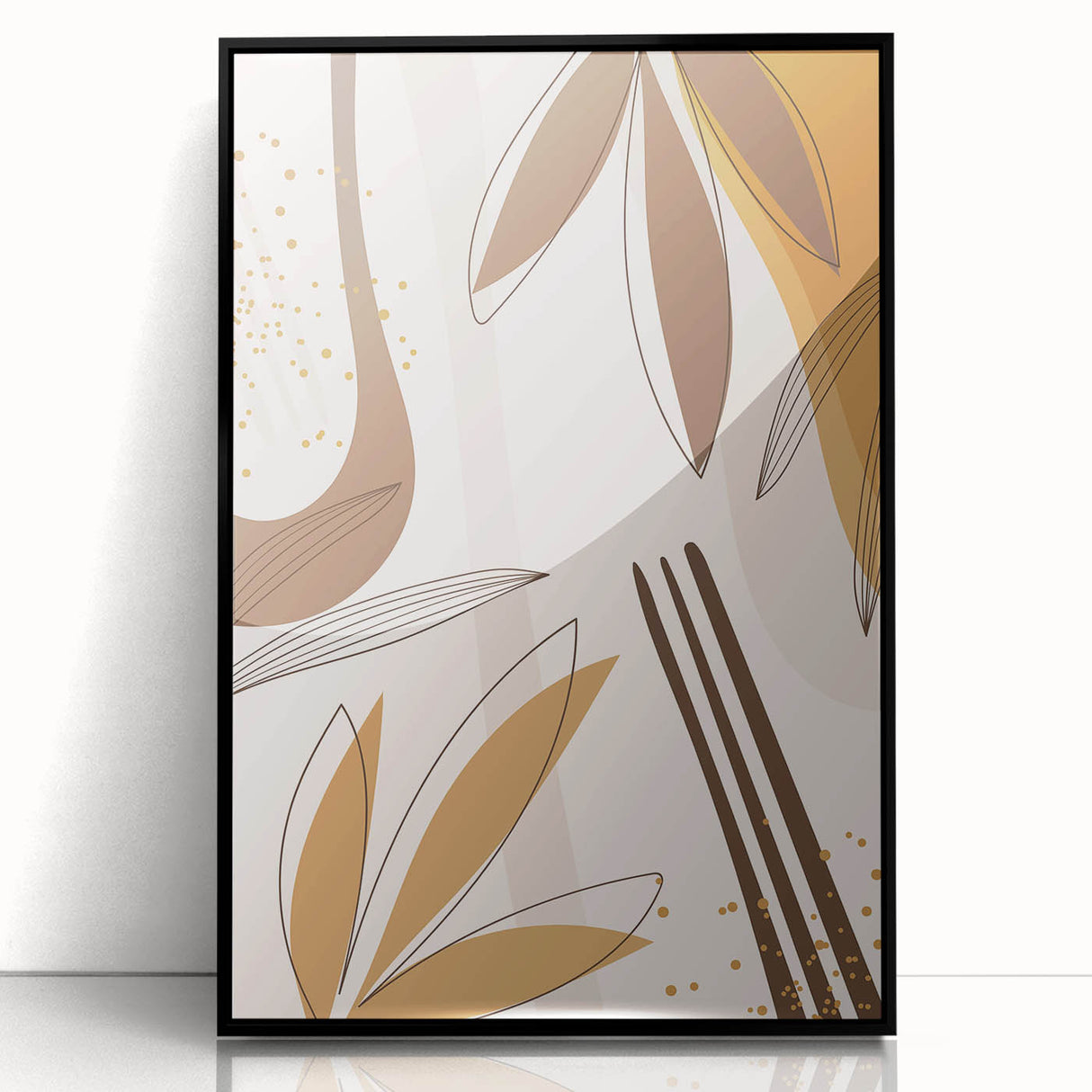 Minimalist Boho Leaf Wall Art | Earthy Bohemian Decor Canvas | Print