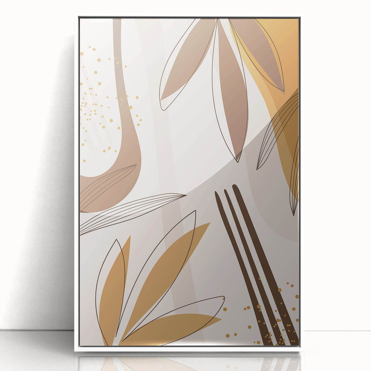 Minimalist Boho Leaf Wall Art | Earthy Bohemian Decor Canvas | Print