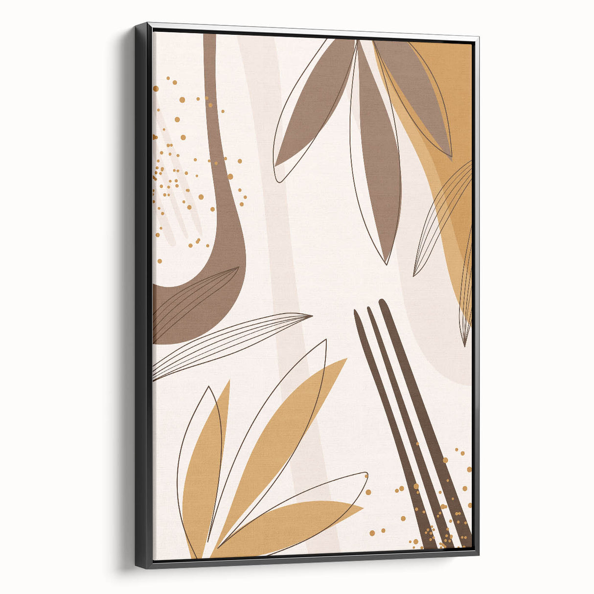 Minimalist Boho Leaf Wall Art | Earthy Bohemian Decor Canvas | Print