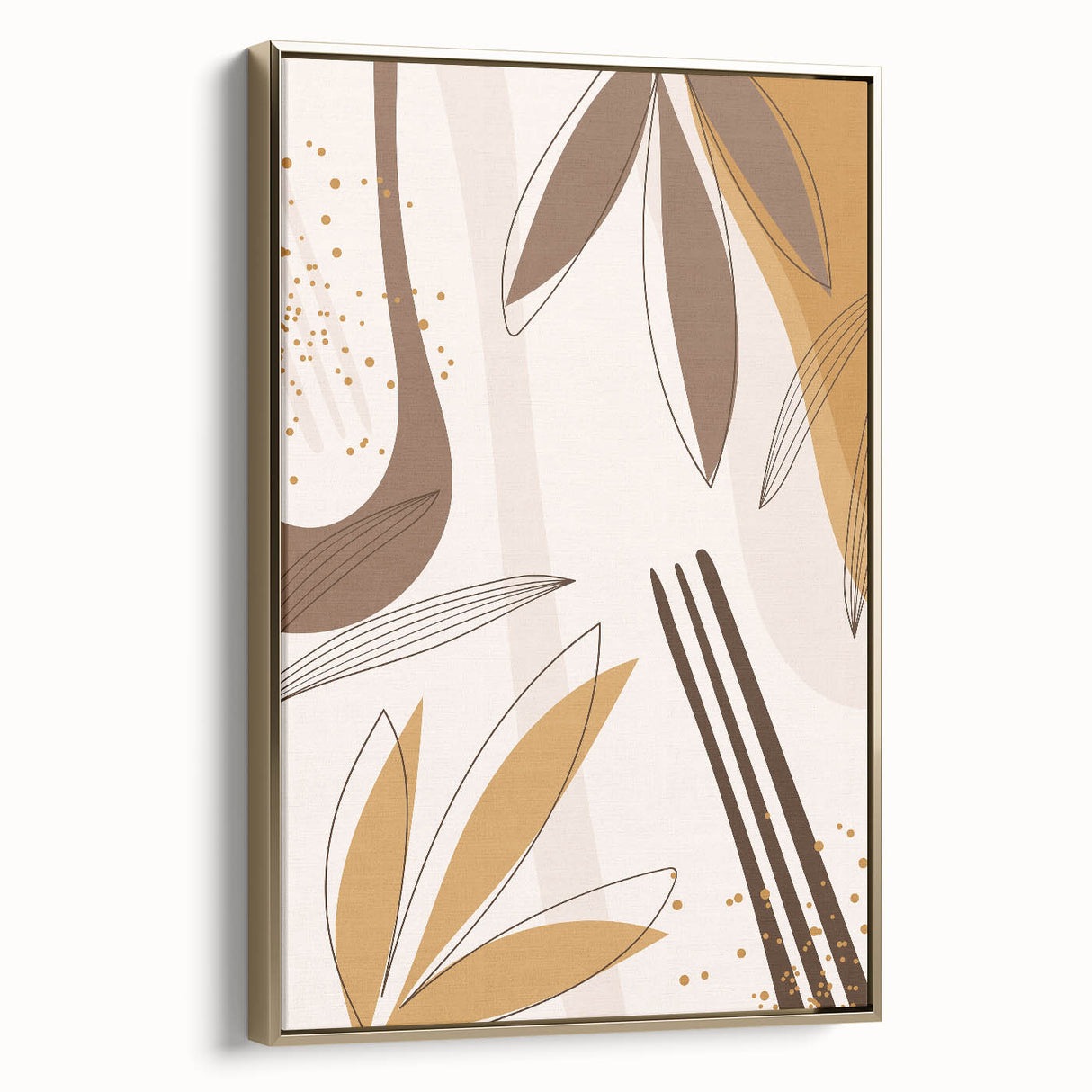 Minimalist Boho Leaf Wall Art | Earthy Bohemian Decor Canvas | Print