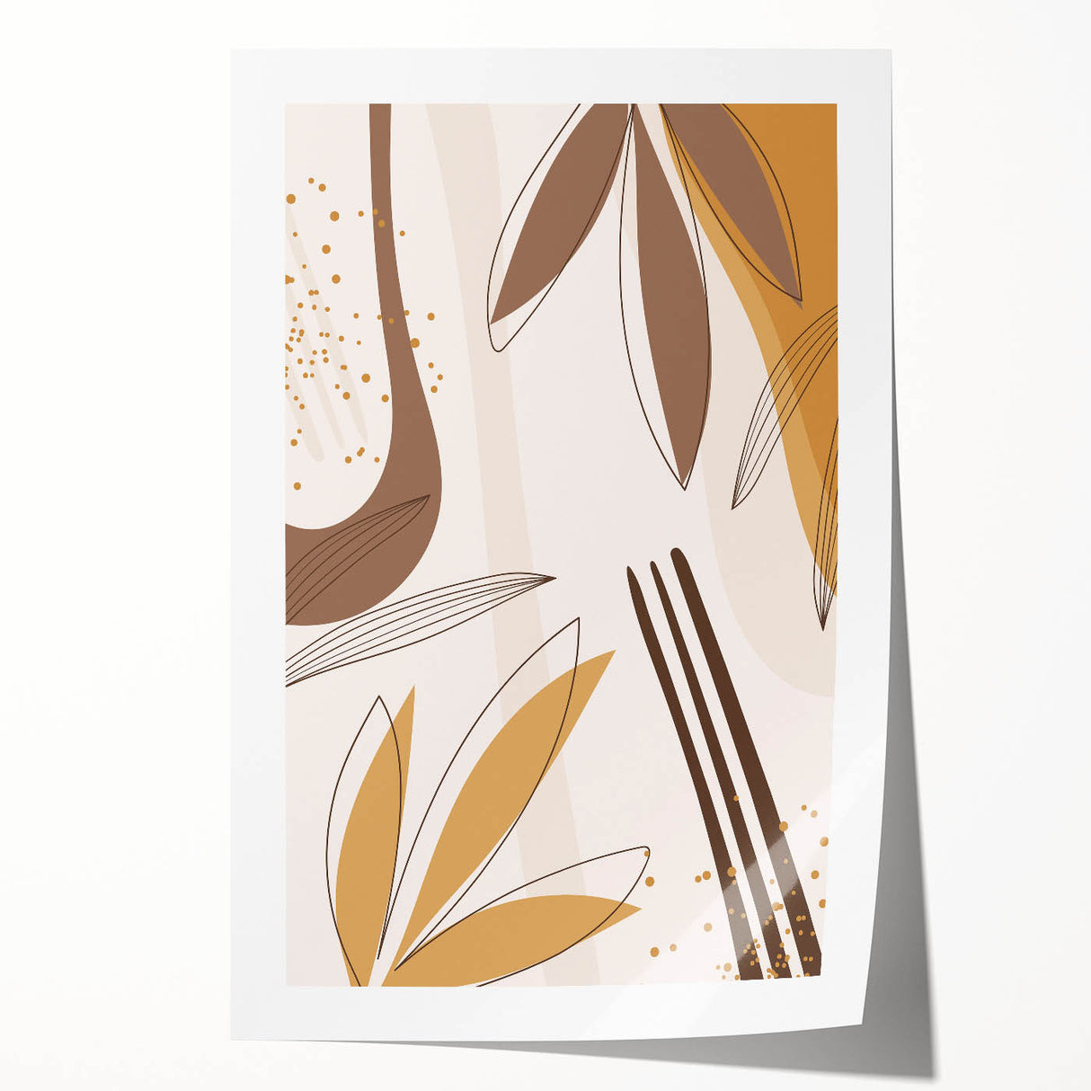 Minimalist Boho Leaf Wall Art | Earthy Bohemian Decor Canvas | Print