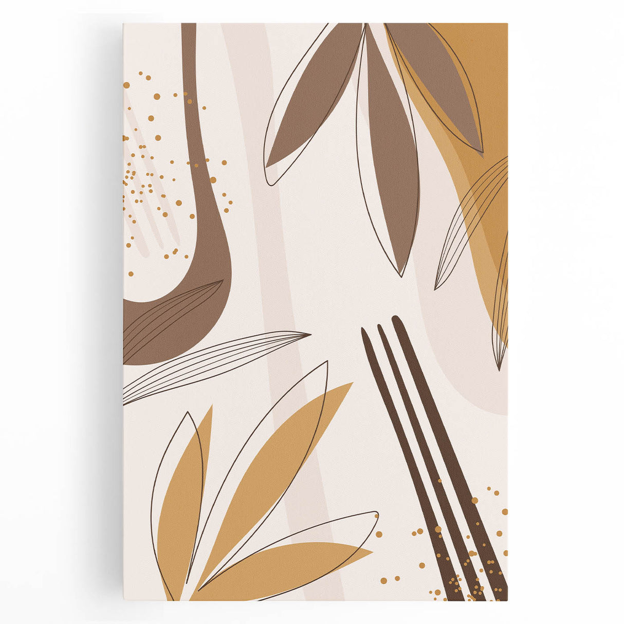 Minimalist Boho Leaf Wall Art | Earthy Bohemian Decor Canvas | Print