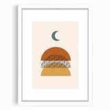 Rustic Boho Moon & Sun Abstract Wall Art | Earthy Bohemian Decor Print