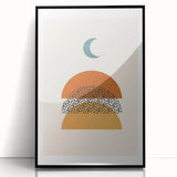 Rustic Boho Moon & Sun Abstract Wall Art | Earthy Bohemian Decor Print
