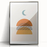 Rustic Boho Moon & Sun Abstract Wall Art | Earthy Bohemian Decor Print