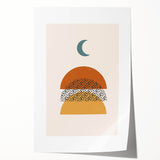 Rustic Boho Moon & Sun Abstract Wall Art | Earthy Bohemian Decor Print