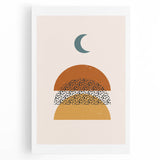 Rustic Boho Moon & Sun Abstract Wall Art | Earthy Bohemian Decor Print