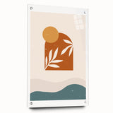 Boho Sun & Leaf Abstract Wall Art | Warm Earthy Minimalist Decor Print