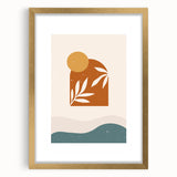 Boho Sun & Leaf Abstract Wall Art | Warm Earthy Minimalist Decor Print