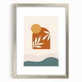 Boho Sun & Leaf Abstract Wall Art | Warm Earthy Minimalist Decor Print