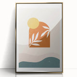 Boho Sun & Leaf Abstract Wall Art | Warm Earthy Minimalist Decor Print