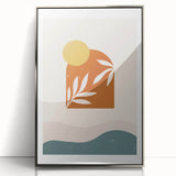 Boho Sun & Leaf Abstract Wall Art | Warm Earthy Minimalist Decor Print