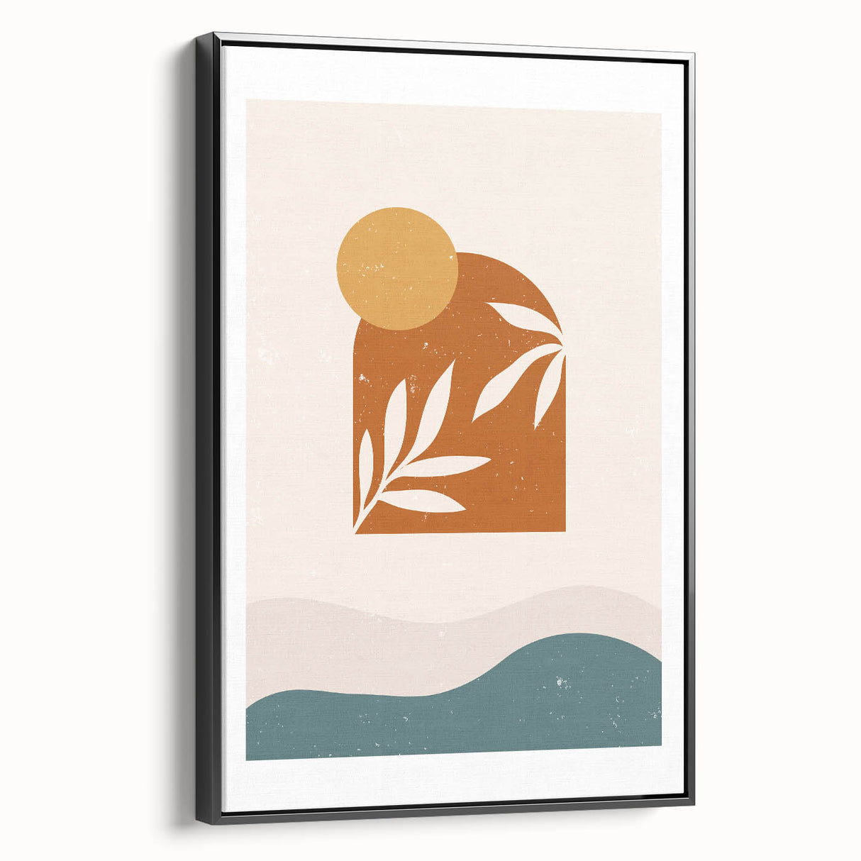 Boho Sun & Leaf Abstract Wall Art | Warm Earthy Minimalist Decor Print