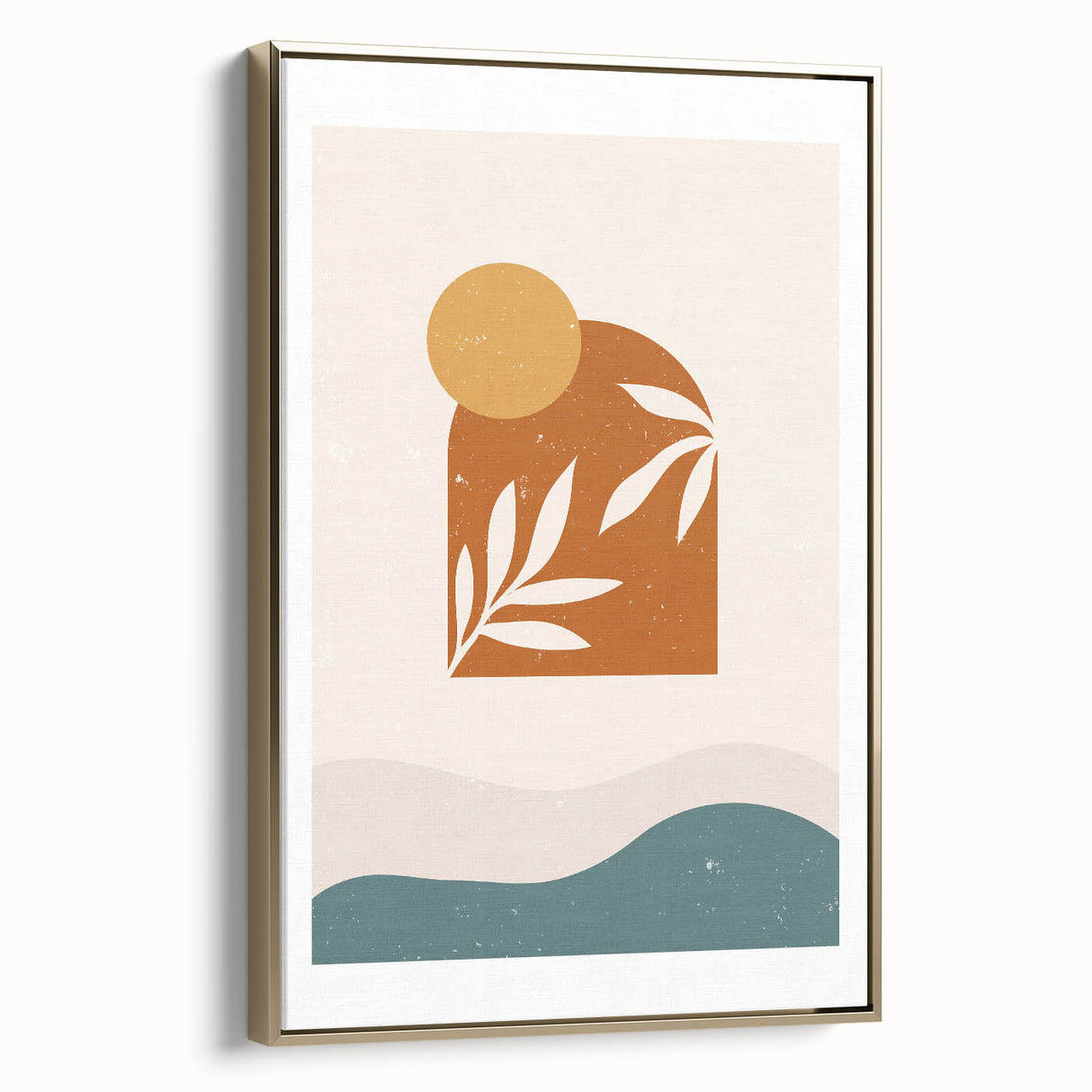 Boho Sun & Leaf Abstract Wall Art | Warm Earthy Minimalist Decor Print