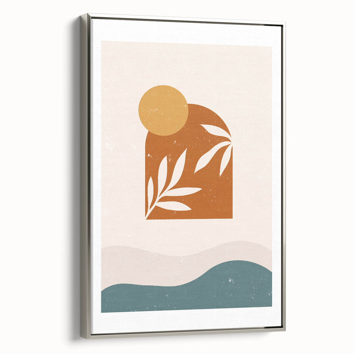 Boho Sun & Leaf Abstract Wall Art | Warm Earthy Minimalist Decor Print