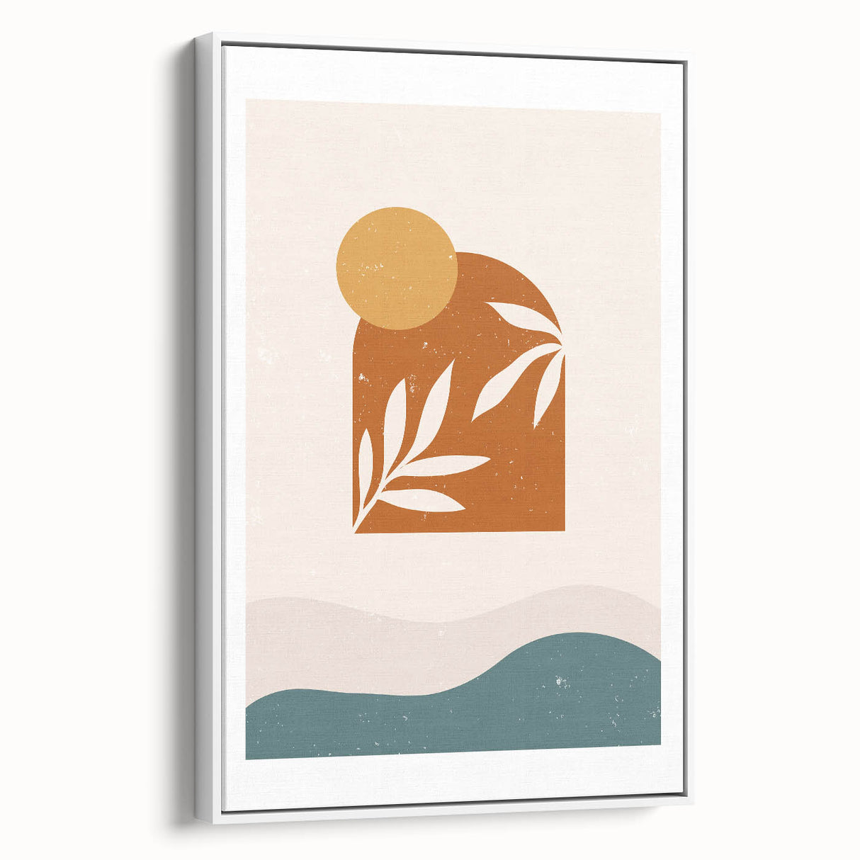 Boho Sun & Leaf Abstract Wall Art | Warm Earthy Minimalist Decor Print