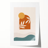Boho Sun & Leaf Abstract Wall Art | Warm Earthy Minimalist Decor Print