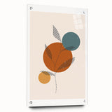 Boho Minimalist Leaf Art Print | Earthy Orange and Teal Circle Design