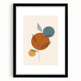 Boho Minimalist Leaf Art Print | Earthy Orange and Teal Circle Design