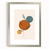 Boho Minimalist Leaf Art Print | Earthy Orange and Teal Circle Design