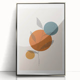 Boho Minimalist Leaf Art Print | Earthy Orange and Teal Circle Design