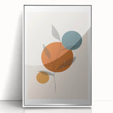 Boho Minimalist Leaf Art Print | Earthy Orange and Teal Circle Design