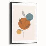 Boho Minimalist Leaf Art Print | Earthy Orange and Teal Circle Design
