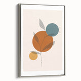 Boho Minimalist Leaf Art Print | Earthy Orange and Teal Circle Design