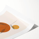 Boho Minimalist Leaf Art Print | Earthy Orange and Teal Circle Design