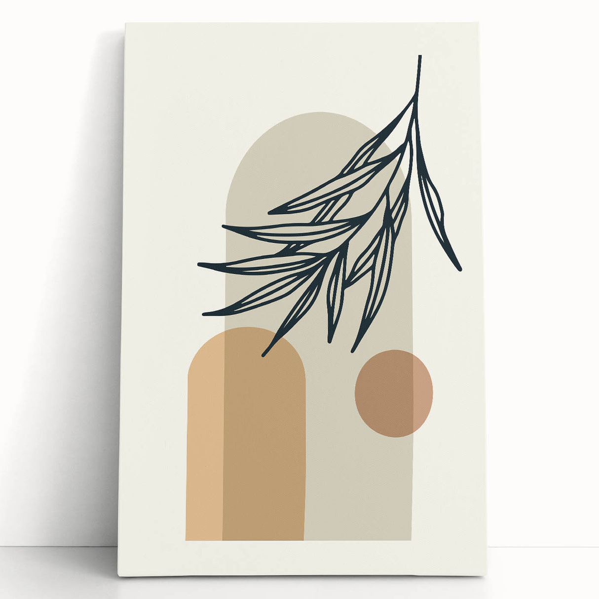 Boho Leaf Arch Wall Art | Minimalist Botanical Print for Cozy Spaces