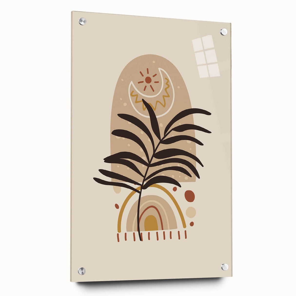 Bohemian Wall Art | Eclectic Sun and Plant Print | Boho Chic Decor