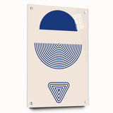 Boho Wall Art | Blue Geometric Shapes Print | Modern Bohemian Canvas