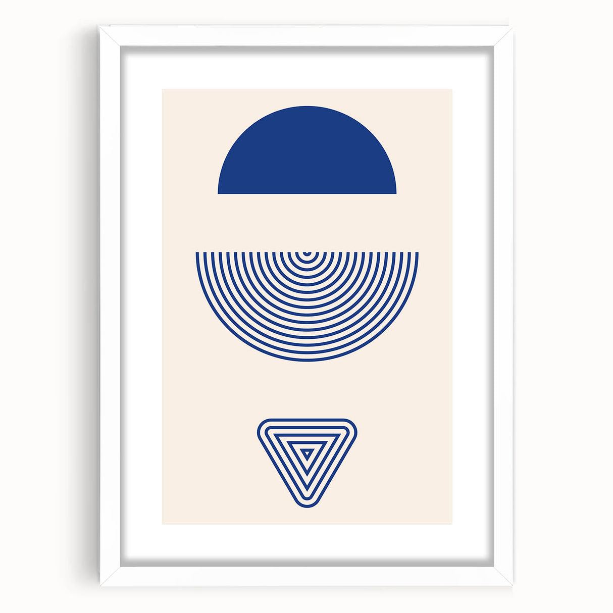 Boho Wall Art | Blue Geometric Shapes Print | Modern Bohemian Canvas