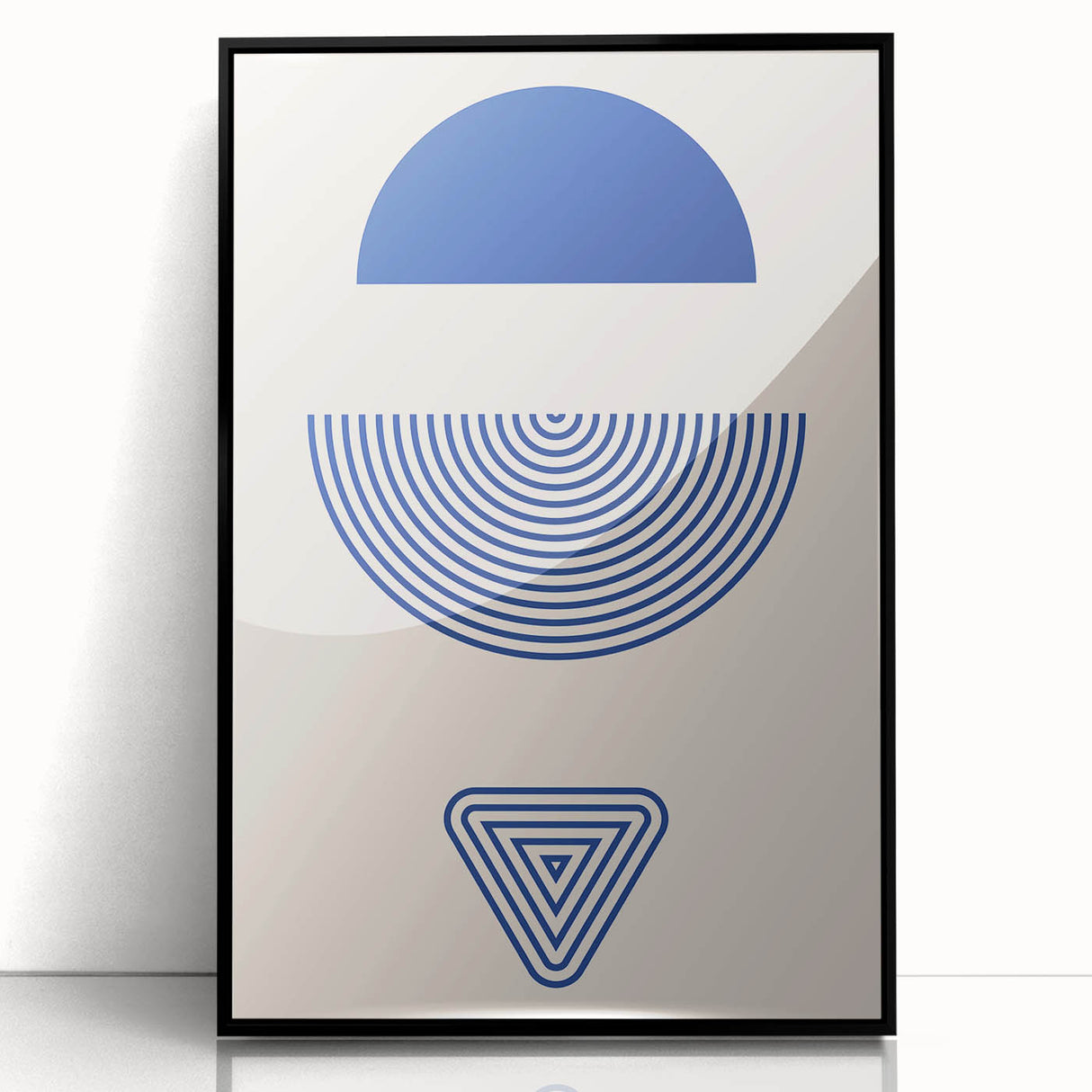 Boho Wall Art | Blue Geometric Shapes Print | Modern Bohemian Canvas