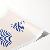 Boho Wall Art | Blue Geometric Shapes Print | Modern Bohemian Canvas