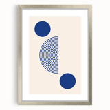 Boho Wall Art | Geometric Royal Blue Circles Print | Minimalist Canvas