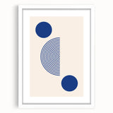 Boho Wall Art | Geometric Royal Blue Circles Print | Minimalist Canvas