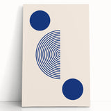 Boho Wall Art | Geometric Royal Blue Circles Print | Minimalist Canvas
