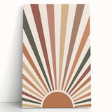 Boho Chic Wall Art - Sunburst Geometric Bohemian Canvas for Interiors